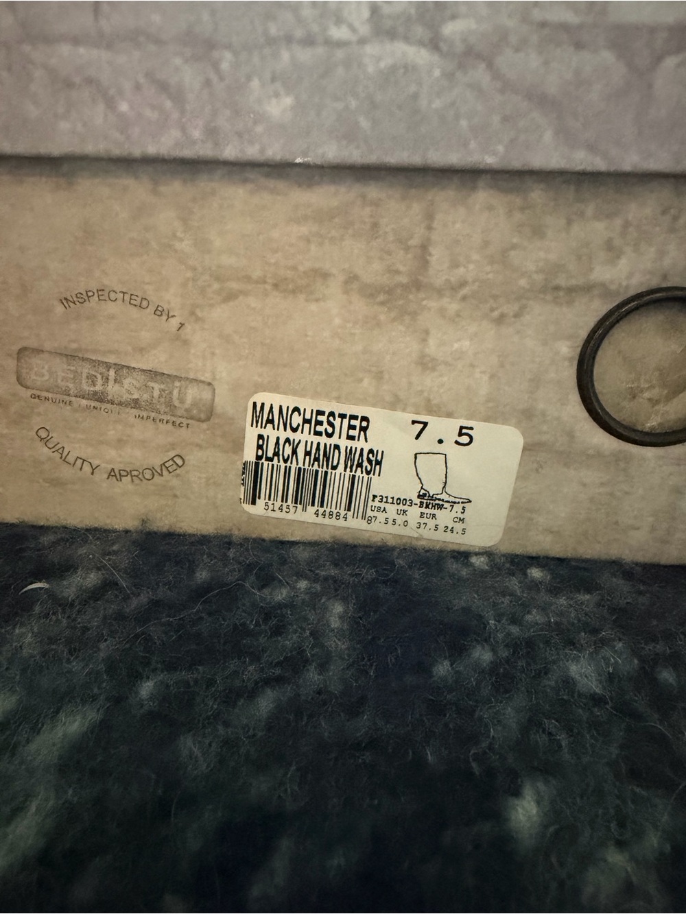 NIB BED|STU Manchester Black Hand Wash Shoe Box Label boot sz 7.5 orig. $395 - Picture 4 of 5